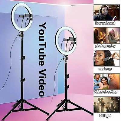 14'' LED Selfie Ring Light With 1.7M Tripod Stand Cell Phone Holder Makeup Live • £16.59