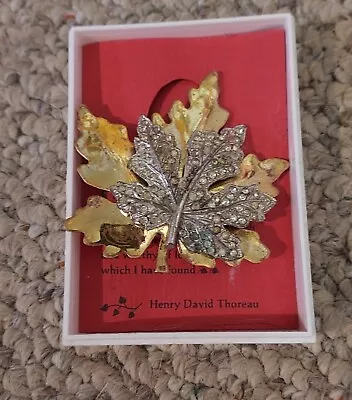 Vintage 1940's Large McClelland Barclay Maple Leaves Brooch Clear Rhinestones  • $45