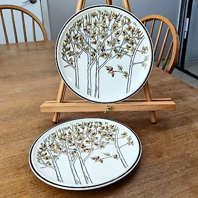 Mikasa Hilltop Everfresh 2 Dinner Plates C8701 Trees Leaves 10.75  Japan • $22