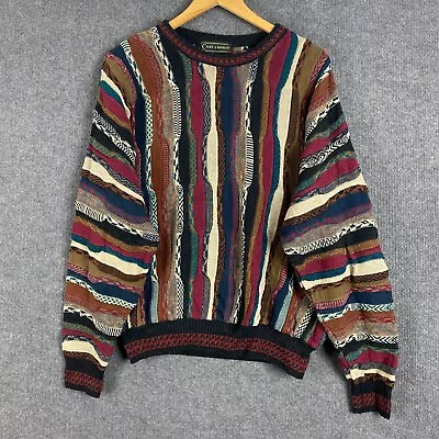 Croft & Barrow Jumper Mens L Red Brown Ugly Coogi Style 3D Knit Vintage Sweater • $179.95