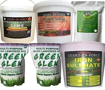Garden Care Pack - Iron Sulphate Lawn Seed Bone Meal Calcium & Seaweed Lime • £74.99