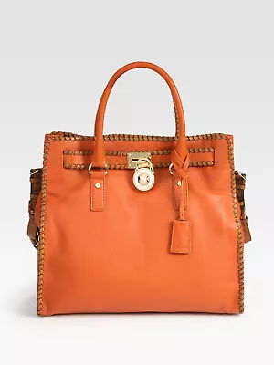 Michael Kors MK Hamilton Whipped Large Tote Handbag - Tan Vanilla Burnt Orange • $89.99