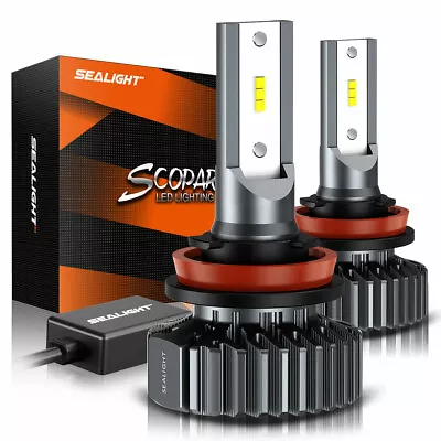 SEALIGHT H11 LED Headlight Kit Low Beam Bulbs Super Bright 6500K Fanless Canbus • $36.79