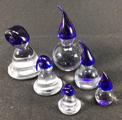 Set Of 6 Glass NISSE FAMILY Figures By Hadeland Glassverk Norway In Blue ~ NICE! • $140