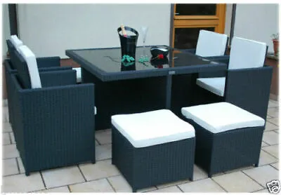 £297.77 • Buy Rattan Garden Furniture Cube Set Chairs Sofa Table Outdoor Patio Rattan Black