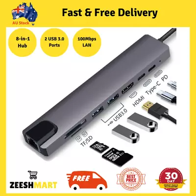 $37.99 • Buy New ERUNTO USB C 8-in-1 Hub Docking Station For MacBook Air/Pro/Chromebook