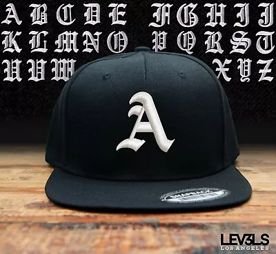 Custom Embroidered 3d Your Letter Snapback Baseball Cap Old English Custom Made • $18.79