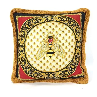VERSACE Medusa Fringe Pillow Interior Cushion Polyester / Cotton Yellow/Red • $238.06
