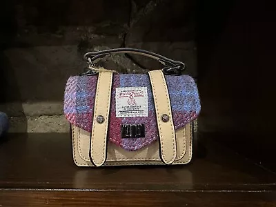 The Wee Satchel Islander Pink Blue Tartan Harris Tweed Cute Pinky Purse Bag • £36