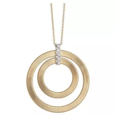 Marco Bicego Masai Yellow Gold & Diamonds Double Circle Long Necklace CG800B • $4290