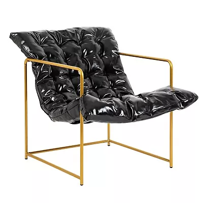 GIA Mid Century Modern Sling Accent Arm Chair For Living Room Black • $99.99