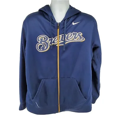 Milwaukee Brewers Nike Therma Fit Full Zip Hoodie Jacket Size L Blue • $31.50
