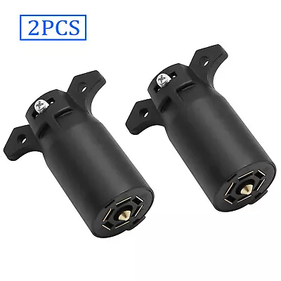 Pair 7 Way Round RV Style Trailer Light Plug Connector Replacement End Blade Qhe • $10.99