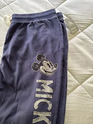 DISNEY Mickey Mouse Sweat Pants Mens SIZE XX-LARGE XXL 2XL Blue Sweatpants NWT • $35