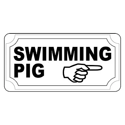 Swimming Pig Black Retro Vintage Style Metal Sign - 8 In X 12 In With Holes • $14.99
