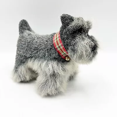 Schnauzer Dog Figurine Plush Realistic Gray Life Like Statue Handmade? 8.5  • $39.19