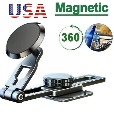 360° Rotation Magnetic Phone Holder Foldable Car Mount Stand Dashboard Universal • $9.95