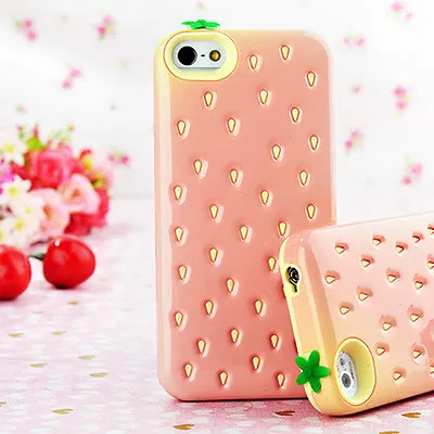 £4.99 • Buy 2x ROSE COLOURED STRAWBERRY CASE FOR  IPHONE 4S/4 (VERY LOVELY  )