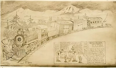 Comic Nco Railroad Postcard Mutt N Jeff Reno Gazook Nevada (sv 70) • $15