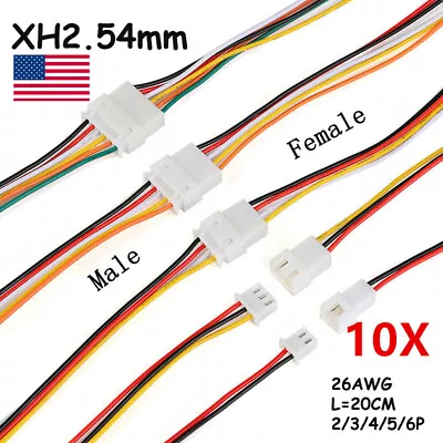 10 Sets JST XH2 54mm Connector Plugs With Wire And Cable Male Female Electric • $3.41