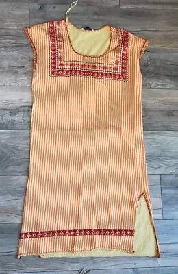 ZARA Womens Peasant  Embroidered Ethnic Dress Side Slit Summer Dress Size Small • $13.99