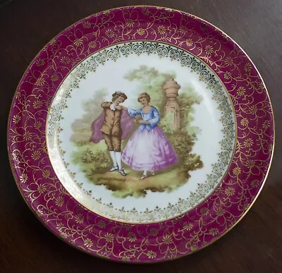 Limoges Meissner France Burgundy Plate 7.5  P.150 Fragonard decorative Plate  • £19