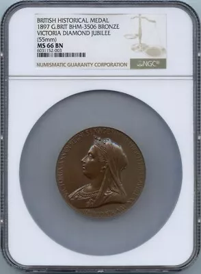 1897 Great Britain Victoria Diamond Jubilee 55mm NGC MS66BN BHM-3506 • $395.99