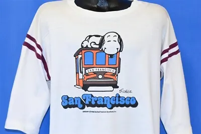 Vintage 70s PEANUTS SNOOPY SAN FRANCISCO SF CABLE CAR CARTOON T-shirt XL • $113.30