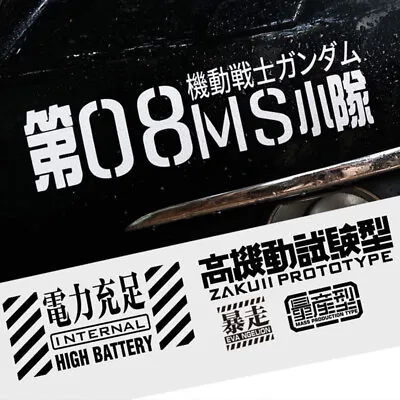 Mobile Suit Gundam Car Stickers Vinyl Reflective 08th MS Team Anime Auto Decals • $12.99