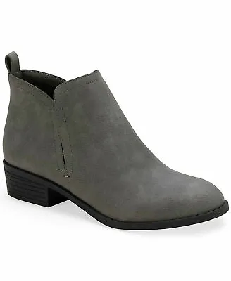 $18.94 • Buy Sun + Stone Women Block Heel Ankle Booties Cadee Grey Faux Leather