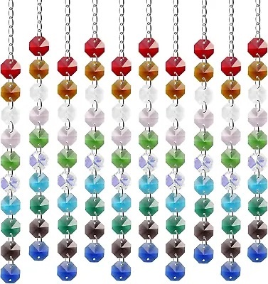 £10.36 • Buy Aupawdy 100pcs 14mm Crystal Glass Octagon Beads Crystal Sun Catchers Glass Bead