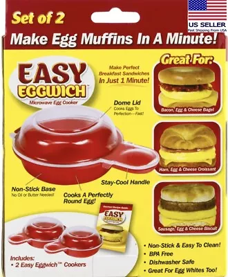 Easy Eggwich Microwave Egg Cooker 'n Muffin Egg Sandwich Breakfast Pan- Set Of 2 • $11.01