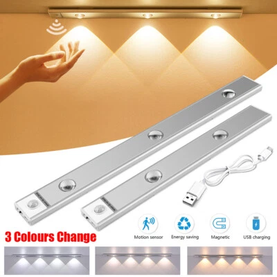 £6.98 • Buy LED PIR Motion Sensor Light USB Rechargeable Magnetic Cabinet Closet Strip Lamp
