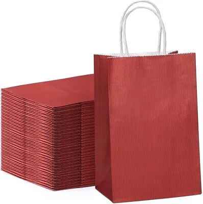 $49.95 • Buy Paper Shopping Bags 250 Red Kraft 5.25 X3.75x8  Retail Merchandise Handles