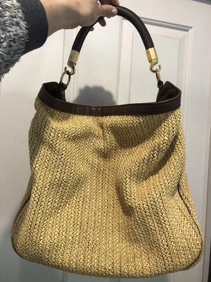 $200 • Buy Beautiful Raffia & Leather YSL Roady Handbag