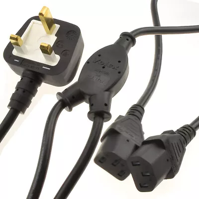 Power Plug To 2 X IEC Dual Kettle Lead PC Monitor TV Mixer Splitter Cable • £10.97