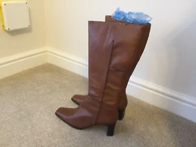 Brown Leather Knee High Boots By Sally O’Hara - Size 41 • £18