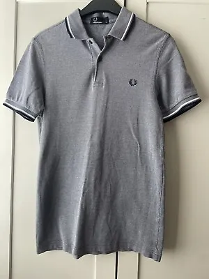 £12 • Buy Fred Perry Men’s  Polo Shirt Blue Grey Twin Tipped Size S Mod 60s Scooter