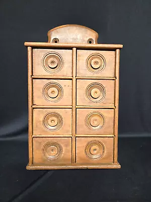 Antique 8-drawer Spice Cabinet Wall Hung. Early Primitive. Complete And NICE! • $89