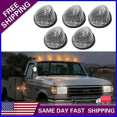 $23.09 • Buy Clear Cover Amber Cab Roof Top Marker Running Lights For 73-87 Chevy C/K Series