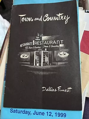 Vintage TOWN & COUNTRY Large Restaurant Menu Dallas TX Texas • $12