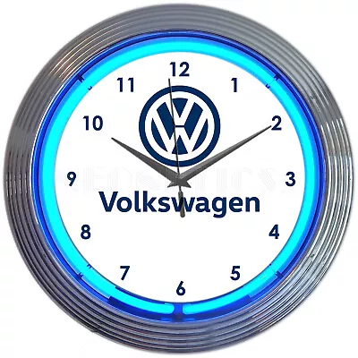 Retro VW Volkswagen Bug Bus Van Neon Clock Sign Garage Wall Lamp Beetle Golf • $63.99