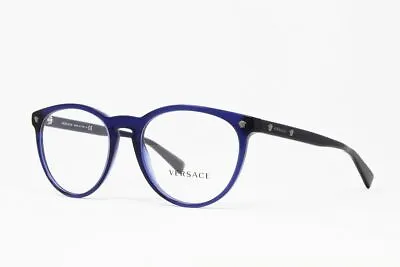 Versace VE3257-5125 Men's Round Designer Eyeglasses Transparent Blue 53mm NWT • $222.01