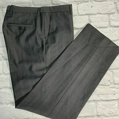 HUGO BOSS James3 Sharp5 Mens Gray Plaid Wool Flat Front Dress Pants 33/31 • $23.97