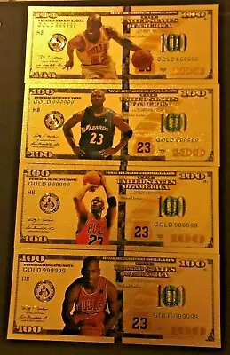 Set Of 4 Michael Jordan Gold Foil Notes Chicago Bulls Iconic Dunk • $14.89