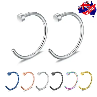 2PCS Surgical Steel Unisex Small Fake Nose Ring Lip Ear Nose Body Piercing Stud • $3.95