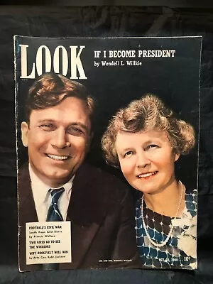 Vintage Look Magazine October 22 1940 Mr. Mrs. Wendell Willkie • $16.99