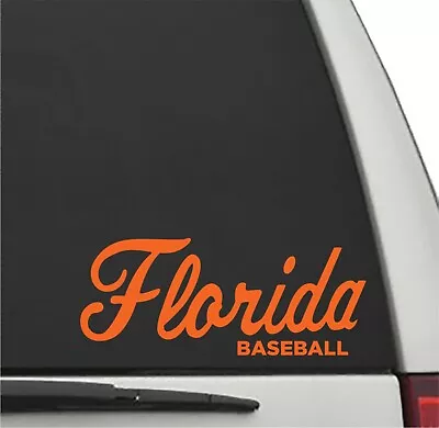 Florida Gators FLORIDA BASEBALL SCRIPT In ORANGE Cut Vinyl Decal UF Sticker • $5.95