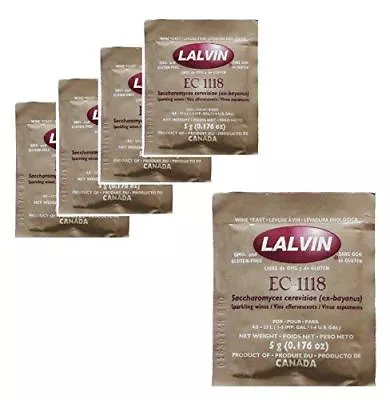 5 X LALVIN EC-1118 5g Sachet Champagne Sparkling Wine Cider Yeast - Elderflower • £11.99