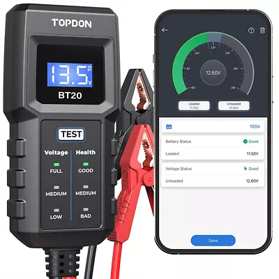 TOPDON BT20 Car Battery Tester 12V Car Load Cranking Charging System Automotive • $18.99